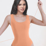 U Neck Wide Strap Back Lace Up Tummy Control Butt Lifting Bodysuit