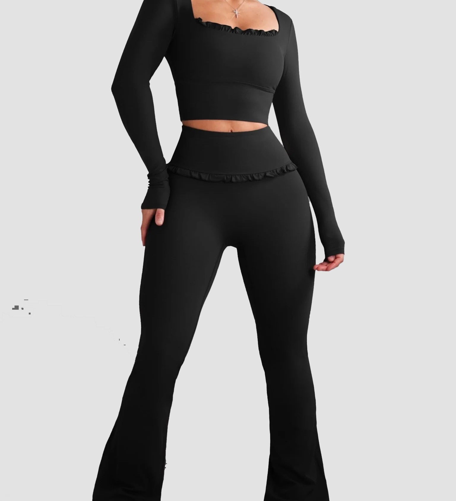 Ballet Ruffle Sports Tight-Fitting Height Elasticity Fitness Yoga Set