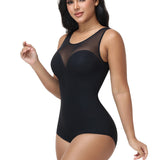 U Neck Sleeveless Mesh Seamless Tummy Control Bodysuit