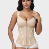 V Neck Underwire Cup Wide Adjustable Strap Zipper Waist Trainer Shaping Vest