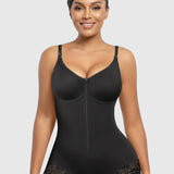 Lace-trimmed Tummy Control Zipper Shapewear Bodysuit