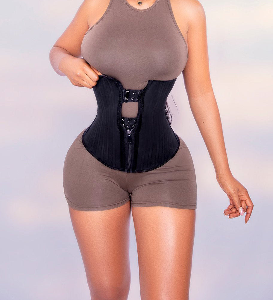 29 Steel Bone Hook And Zip Waist Trainer Tummy Control Cincher Corset