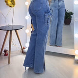 Sorelyne® Women's Zipper Cargo Jeans with Side Slits
