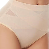 Mid Rise Cross Compression Shapewear Underwear Mesh Tummy Control Shaping Panty