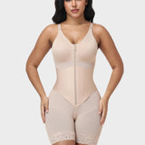V Neck  Adjustable Strap Tummy Conrol  Zipper Bodysuit Shaper