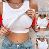 Round Neck Ribbed Tank Top Built In with Bra Padded