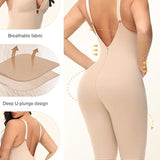 U Plunge Tummy Control Mid Thigh Bodysuit Seamless Full Body Girdles Shapewear
