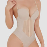 Women's Tummy Control Thong Sheer Mesh Corset Top Backless Bodysuits
