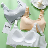 Seamless Fixed Full Cup Bra Ultra-thin Sexy Lace Push Up Wave Trim Bralette