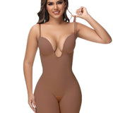 Sorelyne® Women's U Plunge Strapless Tummy Control Bodysuit Low Back Built In Bra Shapewear