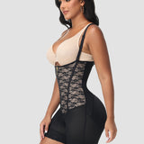 Extra Firm Hourglass Waist Tummy Control Zipper Shapewear with Lace