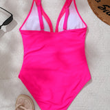 Sexy Deep V Mesh Backless One Piece Shapewear Swimsuit