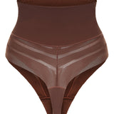 Women's Sexy Mid Waist Unique Lace Thong Body Shaper Seamless Girdle Panties