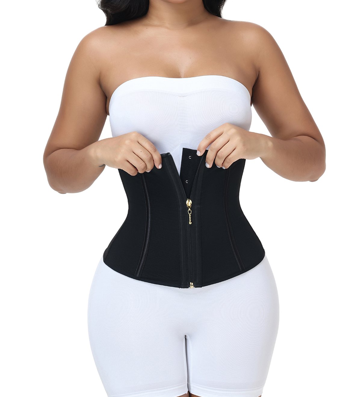 High Compression Front Zipper Multi Hooks Tummy Control  Waist Trainer