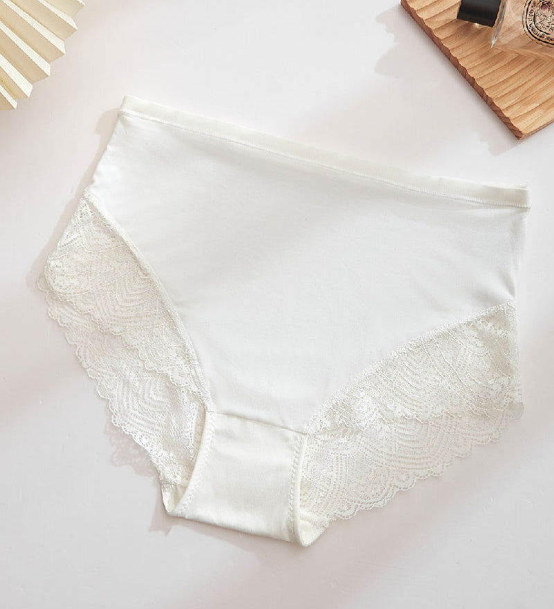 Women's Sexy Semi Sheer Mid-Waist Lace Stitching Breathable Briefs