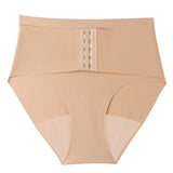 Women's Mid Waist Seamless Tummy Control Shapewear Briefs Underwear With Hooks Belt