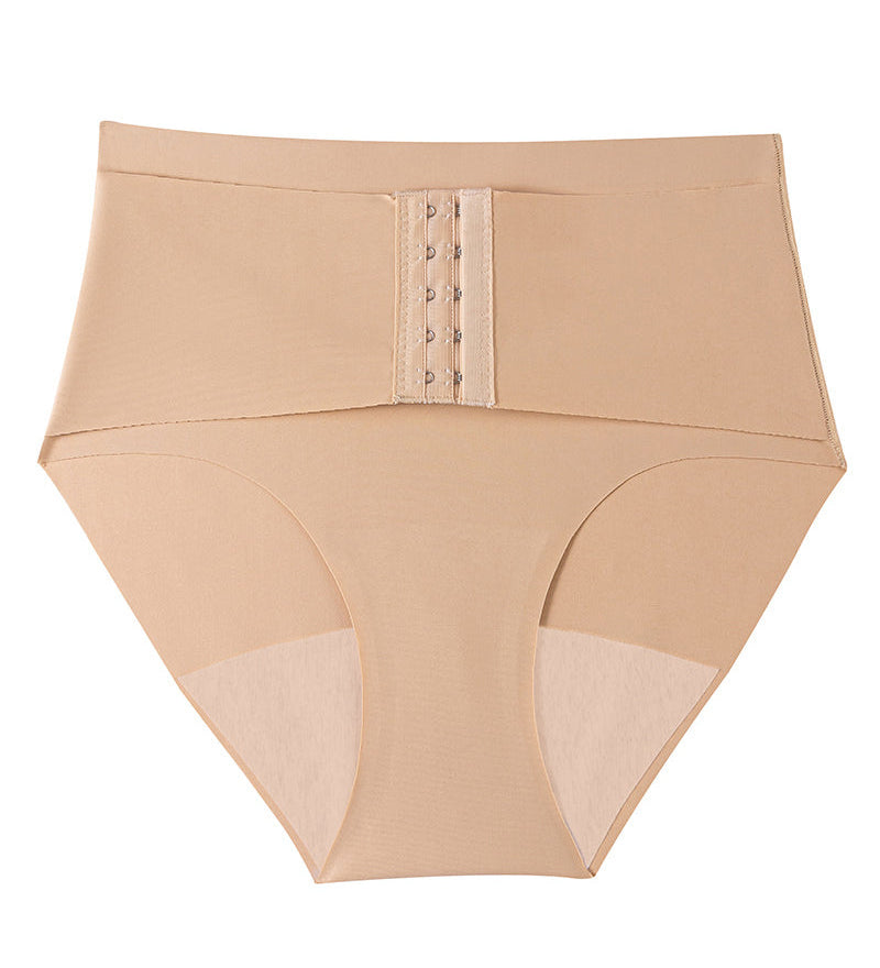 Women's Mid Waist Seamless Tummy Control Shapewear Briefs Underwear With Hooks Belt
