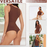 Seamless Racerback Top Tummy Control Crew Neck Bodysuit