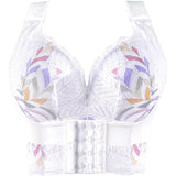Women Side Support Longline Corset Wire-free Push Up Bra Adjustable Wide Straps