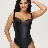 Sorelyne® Shapewear Leather Lace Balconette Thong Sculpting Bodysuit