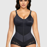 Lace Trim Adjustable Strap Tummy Control Butt Lifting Zipper Bodysuit