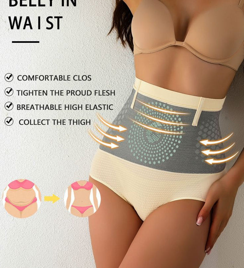 Women's Magnetic Therapy Warm Uterus Panties Seamless High Waist Abdomen Control Briefs