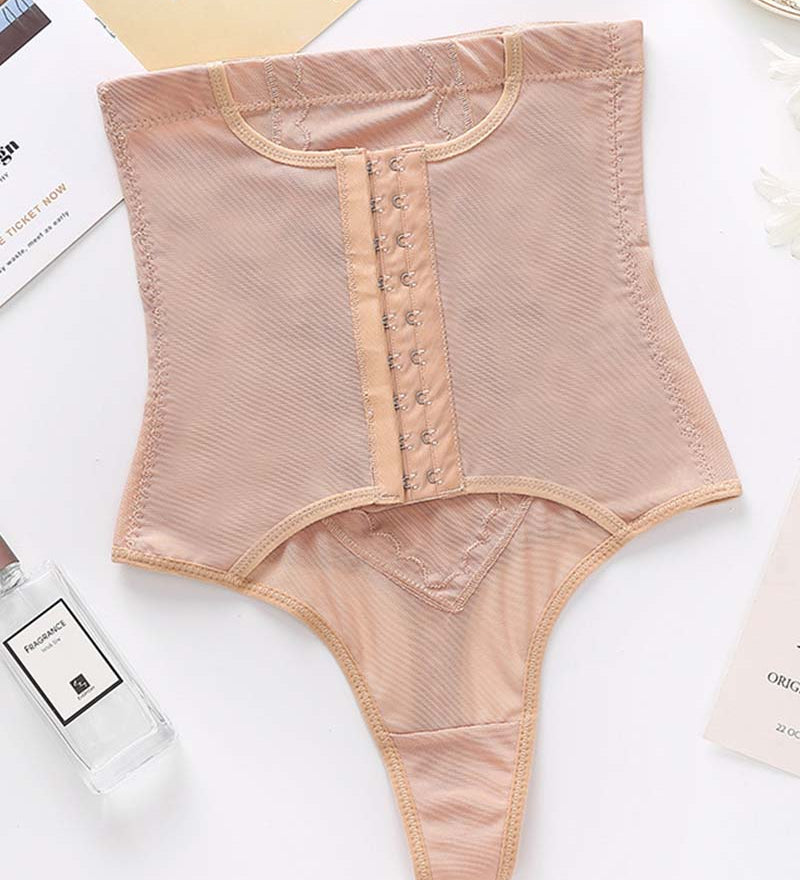 9-Breasted High-Waisted Hip-Lift Thigh Tuck Thong Panties