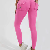 Peach Hip Fitness Leggings with Cargo Pockets