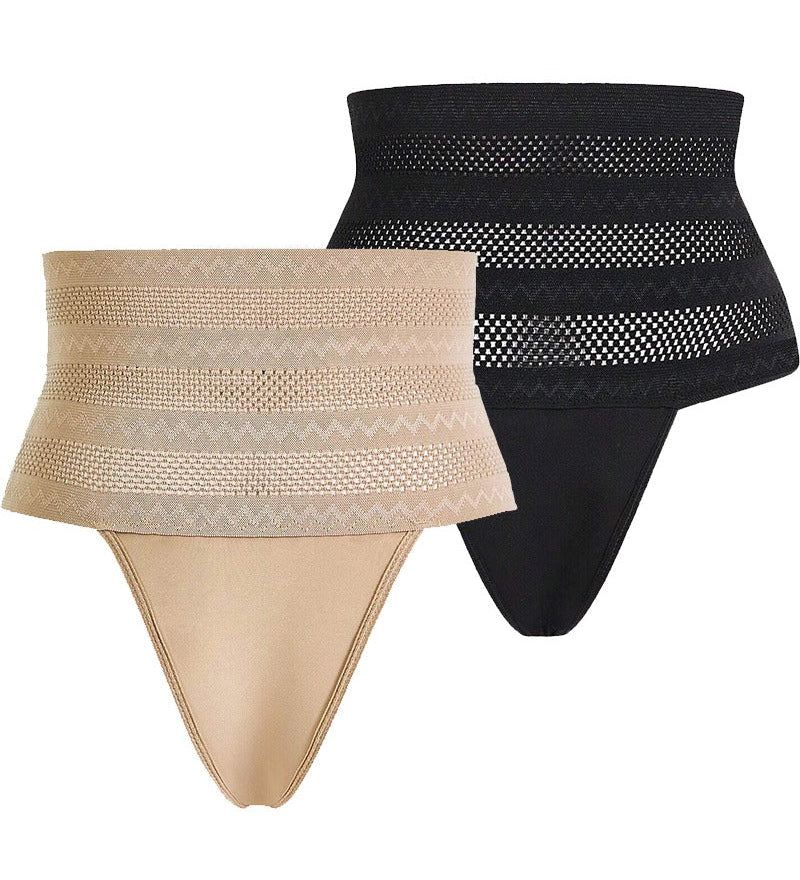 Women's High Waist Shaping Thong Breathable Tummy Control Shapewear Panty