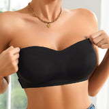 Comfy Push-Up Bandeau Bra Strapless Non-Slip Silicone Cross Side Buckle Bra