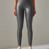 PU leather Pants High Waist Tight Sports Yoga Pants Slim