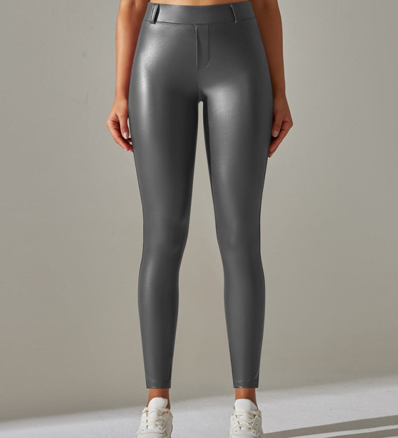 PU leather Pants High Waist Tight Sports Yoga Pants Slim