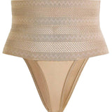 Women's High Waist Shaping Thong Breathable Tummy Control Shapewear Panty
