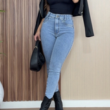 High Waist Button Fly Butt Lifting Skinny Jeans