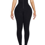 High Waist Trainer 2-In-1 Zipper Leggings Slim Fit Tummy Control Gym Pants