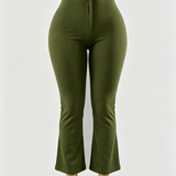 High Waist Butt Lifting Solid Black Slim Fit Flare Pants