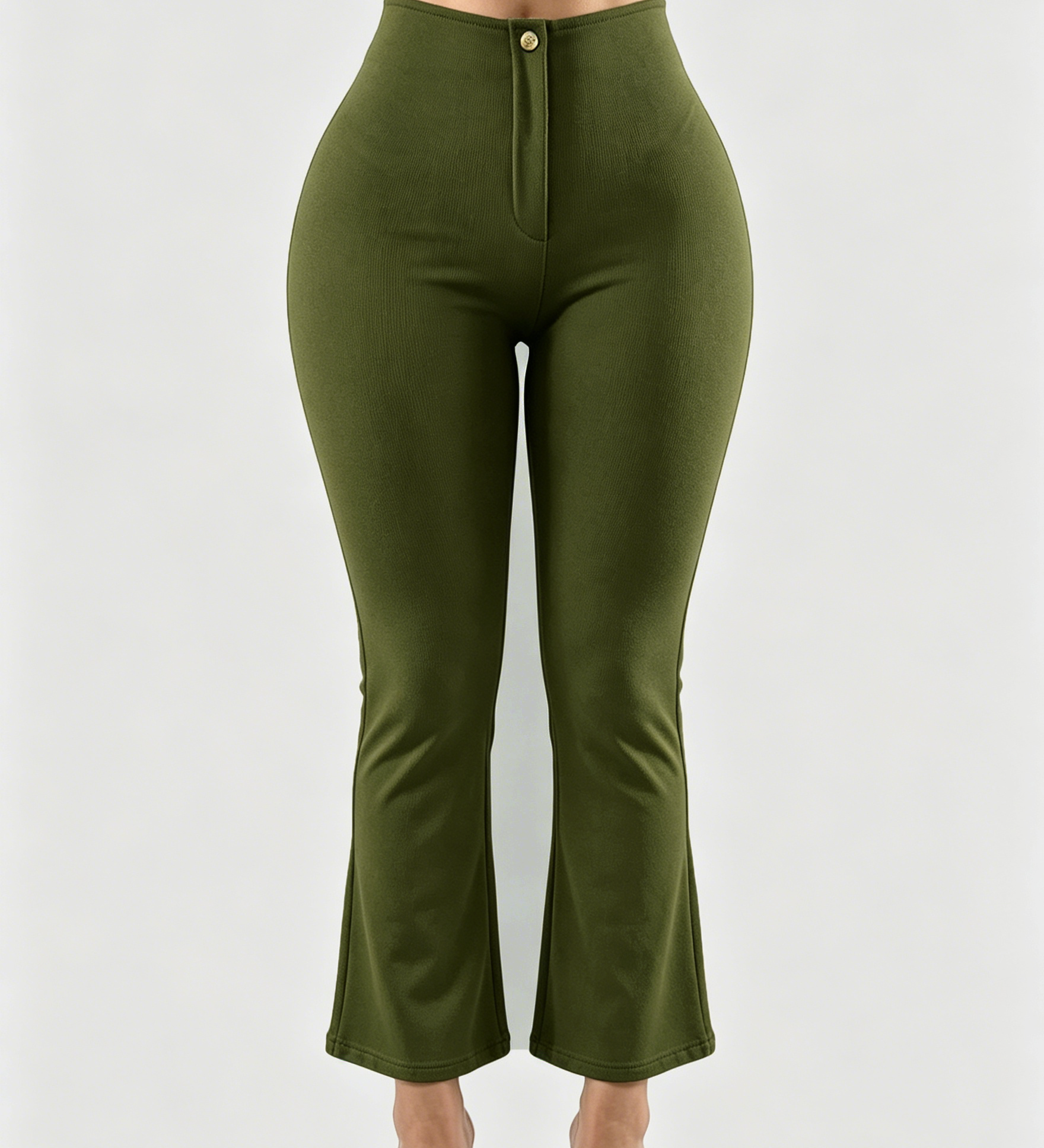 High Waist Butt Lifting Solid Black Slim Fit Flare Pants