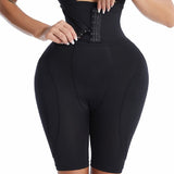 Hourglass Buckle Closure Waist Cincher BBL Shapewear Shorts With Sponge Pads