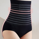 Women's High Waisted Striped Belly Bump Shapewear Panties Butt Lifter Briefs