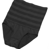 Women's High Waisted Chevron Print Shapewear Panty Tummy Control Mesh Briefs