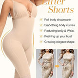 U Plunge Tummy Control Mid Thigh Bodysuit Seamless Full Body Girdles Shapewear