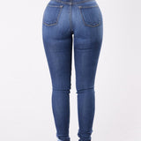 High Waisted Skinny Stretchy Soft Slim Fit Retro Distressed Jeans