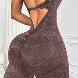 Adjustable Strap Open Back Sculpt Workout Jumpsuit