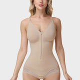 V Neck Adjustable Strap Tummy Control Butt Lifting Zipper Shaper