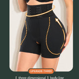High Waist 9-row Adjustable Buckle Belt Shapewear Shorts With Sponge Pads
