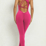 Women's Beautiful Back Sleeveless Elastic Tights Jumpsuit
