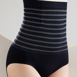 Women's High Waisted Striped Belly Bump Shapewear Panties Butt Lifter Briefs
