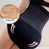 Women's High Waisted Striped Belly Bump Shapewear Panties Butt Lifter Briefs