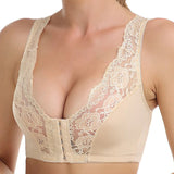 Breathable Lace Front Closure Wire-free Smooth Back Shaping Bra