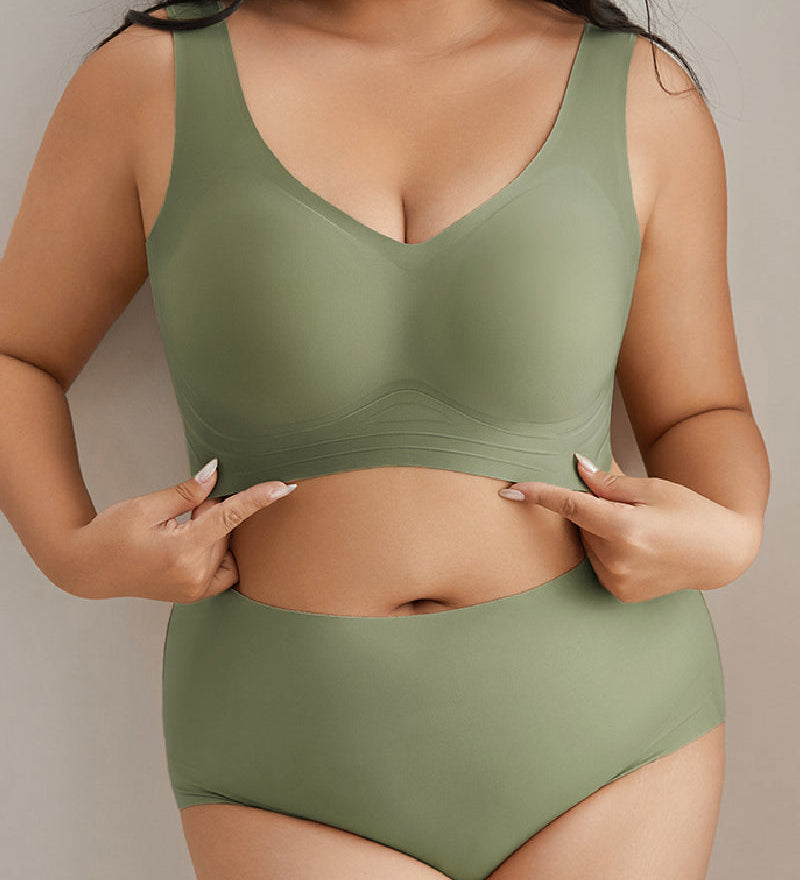Women's Wirefree Underwear Set Seamless Ultra Comfort Daily Bras With High Waist Panties